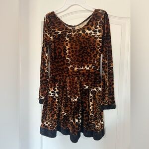 Leopard Print Long Sleeve Kids Dress